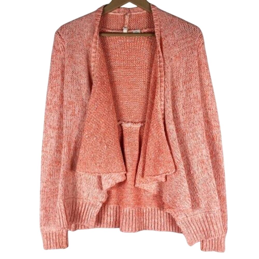 Moth Winnie Open Cardigan Womens XS Coral Knit Wool Draped Waterfall Boho Cozy